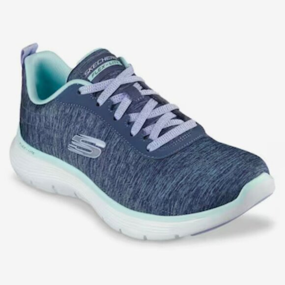 Skechers Flex Appeal 5.0 Modern Times Sneaker Women 8 Navy Mint Green Comfort - Picture 1 of 12